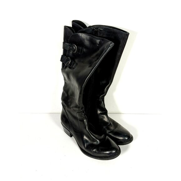 Born Womens Berry Knee High Riding Style Black Leather Boots us/8m D78503 - Picture 1 of 9